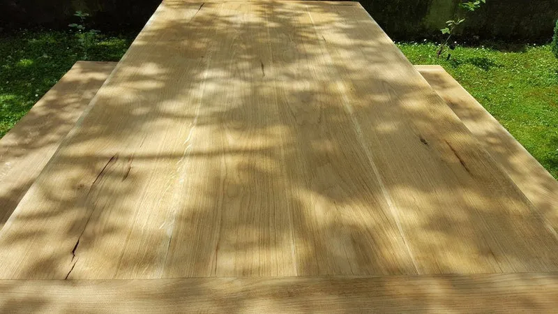 Casa Padrino Gartenmöbel Set Rustikal - Tisch + 2 Garten Bänke (Länge: 200 cm) - Eiche Massivholz - Modell Z