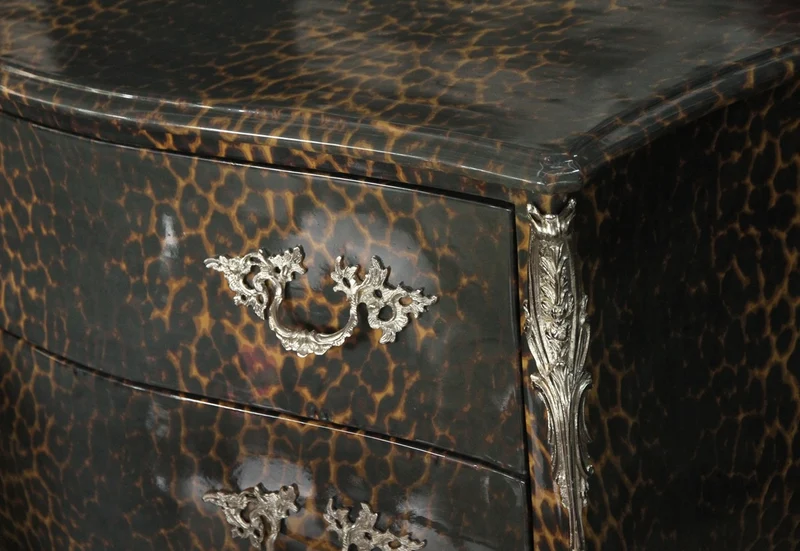 Casa Padrino Barock Kommode Leopard Grau 105 cm - Schrank Möbel