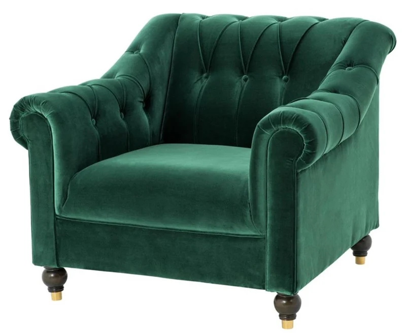 Casa Padrino Luxus Chesterfield Sessel Grün 99 x 90 x H. 81,5 cm - Limited Edition