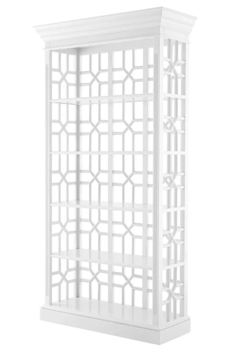Casa Padrino Designer Mahagoni Regalschrank Piano Weiß - Luxus Qualität