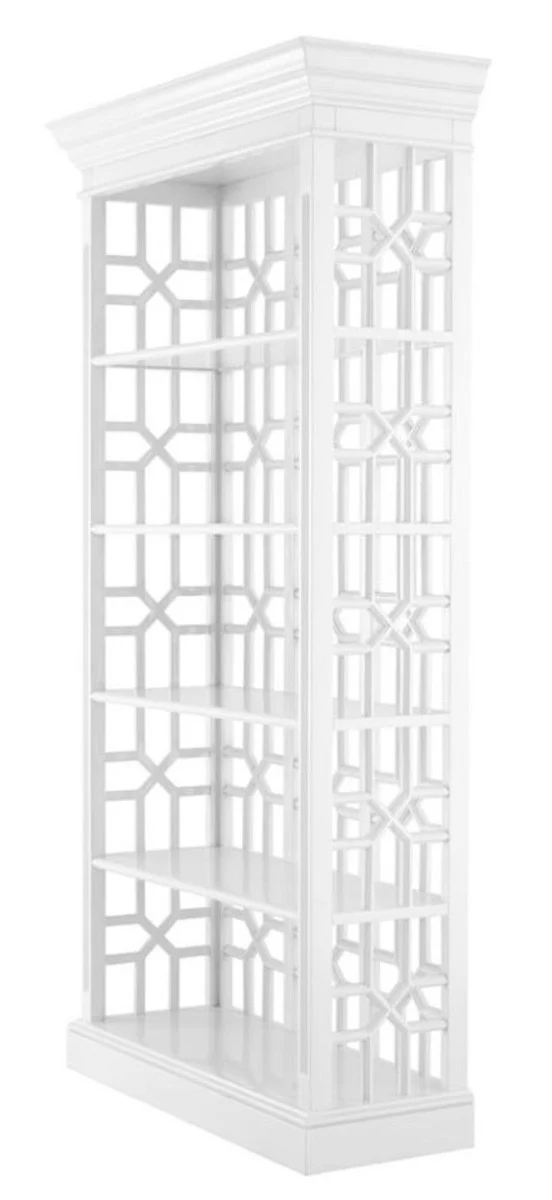 Casa Padrino Designer Mahagoni Regalschrank Piano Weiß - Luxus Qualität
