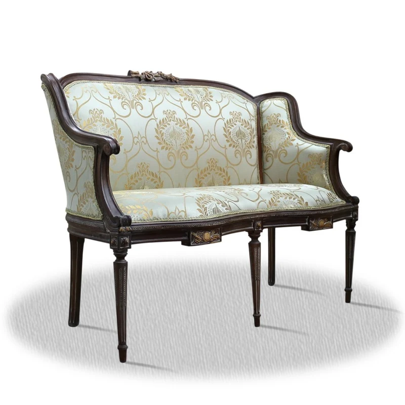 Casa Padrino Barock 2er Sitzbank mit Muster Dunkelbraun / Gold 120 x 45 x H. 90 cm