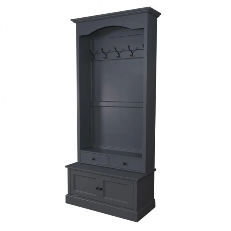 Casa Padrino Jugendstil Wand Garderobe mit Schrankfach und Schubladen - Landhaus Stil Garderobenschrank