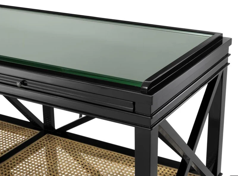 Casa Padrino Luxus Konsole Schwarz / Naturfarben 124 x 47 x H. 96 cm - Limited Edition