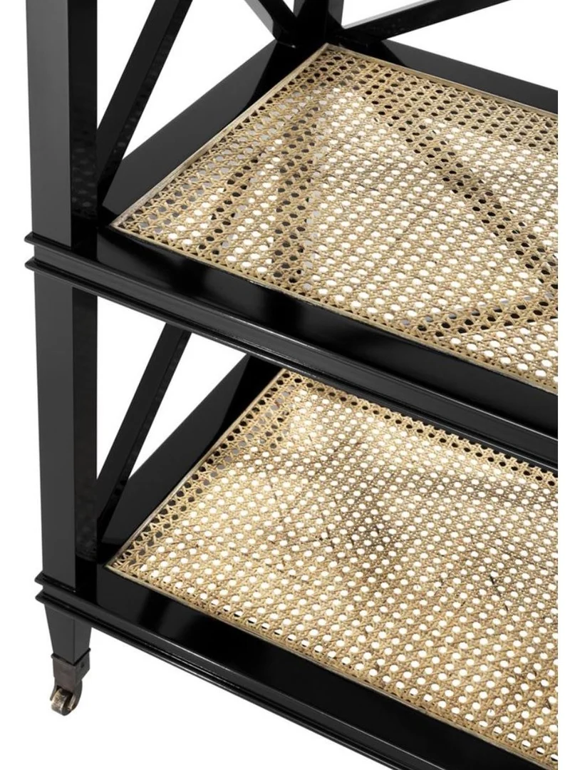 Casa Padrino Luxus Konsole Schwarz / Naturfarben 124 x 47 x H. 96 cm - Limited Edition