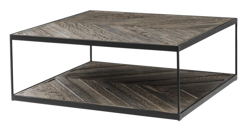 Casa Padrino Designer Couchtisch aus verzinktem Stahl und verwittertem Eichenholz - Luxus Kollektion