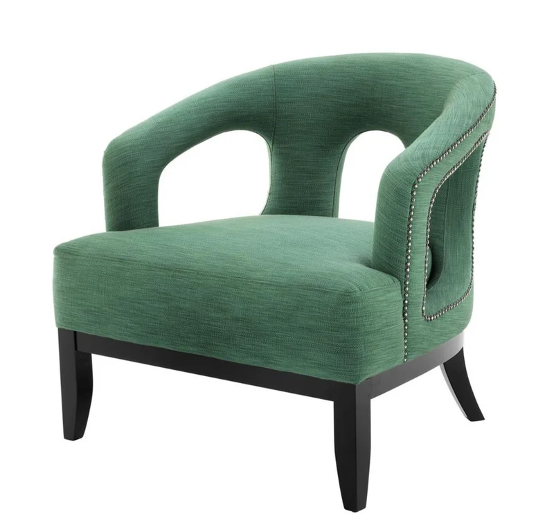 Casa Padrino Luxus Designer Sessel im Barock Stil - Grün / Schwarz / Antik Messing - 80 x 76 x 79 cm