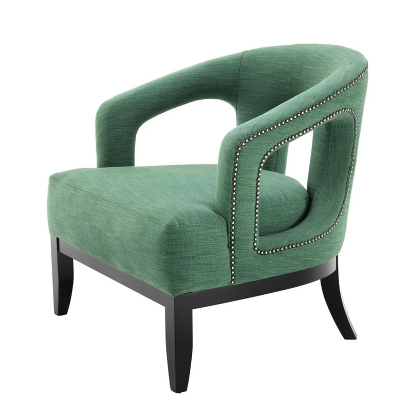 Casa Padrino Luxus Designer Sessel im Barock Stil - Grün / Schwarz / Antik Messing - 80 x 76 x 79 cm