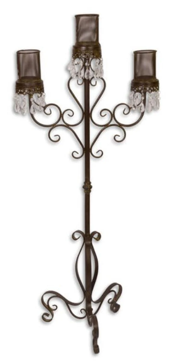 Casa Padrino Jugendstil Kerzenhalter in Braun 49 x 32 x H. 118 cm - Dekorativer Kerzenständer für Garten und Wohnraum