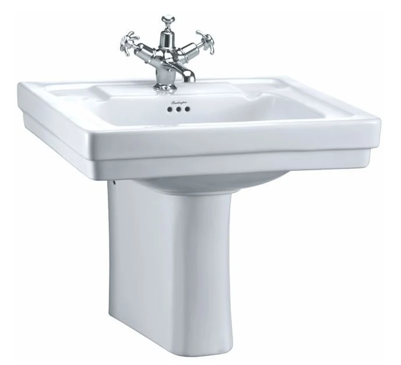 Casa Padrino Luxus Waschbecken mit halben Sockel 61 x 51 x H. 50 cm - Porzellan Waschbecken in Weiß