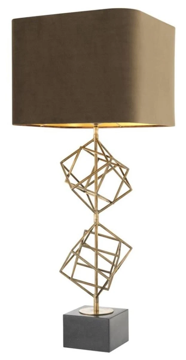 Casa Padrino Luxus Tischleuchte Vintage Messingfarben / Braun 40 x H. 98 cm - Designer Tischlampe