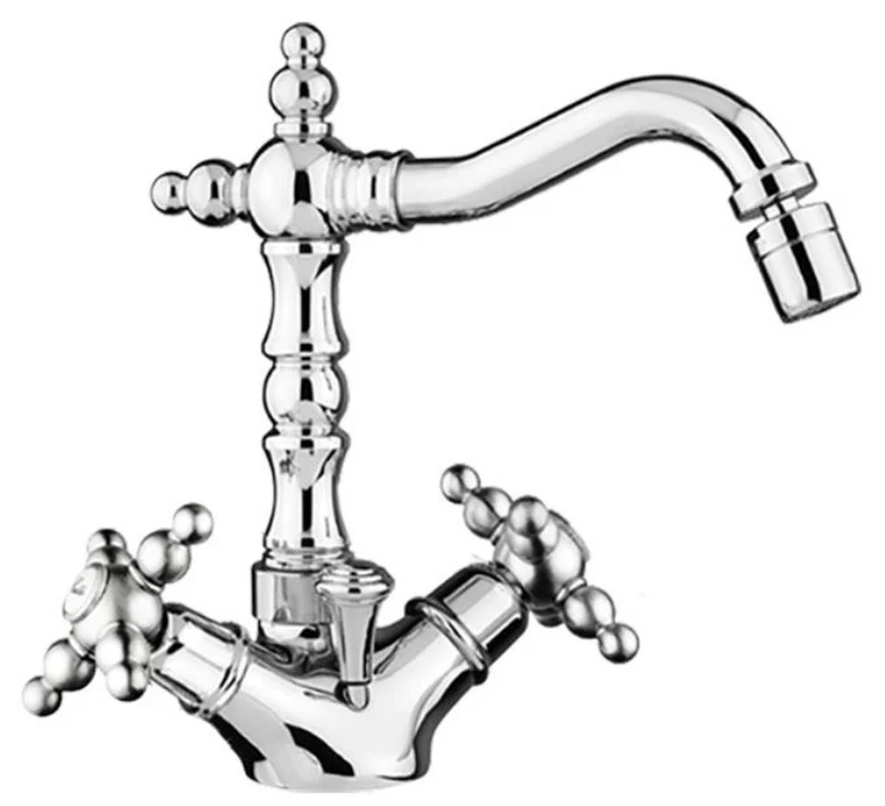 Casa Padrino Jugendstil Retro Waschtisch Armatur Silber H. 21 cm - Nostalgische Einlochbatterie für das Bad