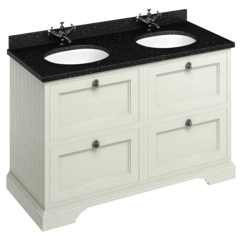Casa Padrino Doppel Waschschrank mit Granitplatte und 4 Schubladen 130 x 55 x H. 93 cm