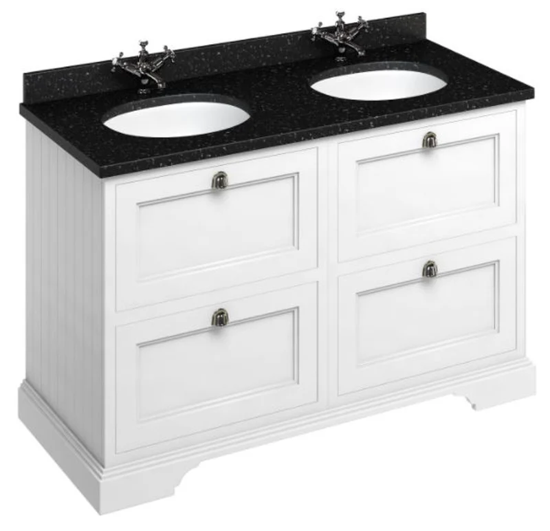 Casa Padrino Doppel Waschschrank mit Granitplatte und 4 Schubladen 130 x 55 x H. 93 cm