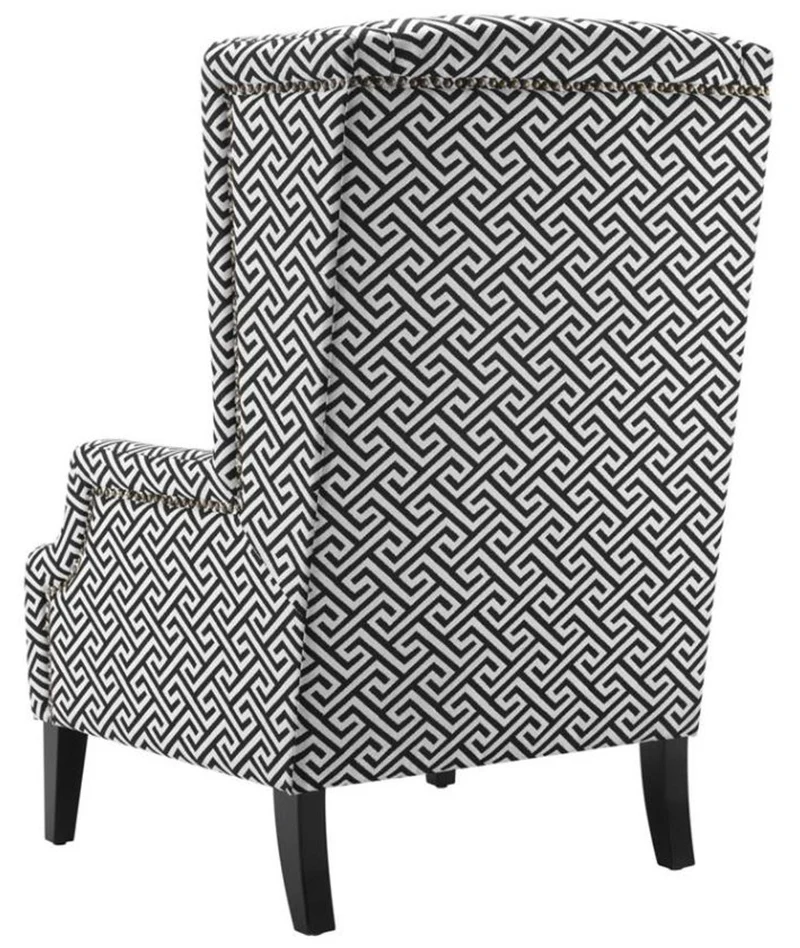 Casa Padrino Designer Sessel Schwarz / Weiß - Luxus Ohrensessel