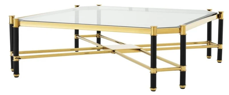 Casa Padrino Luxus Couchtisch Gold / Schwarz 115 x 115 x H. 35,5 cm - Limited Edition