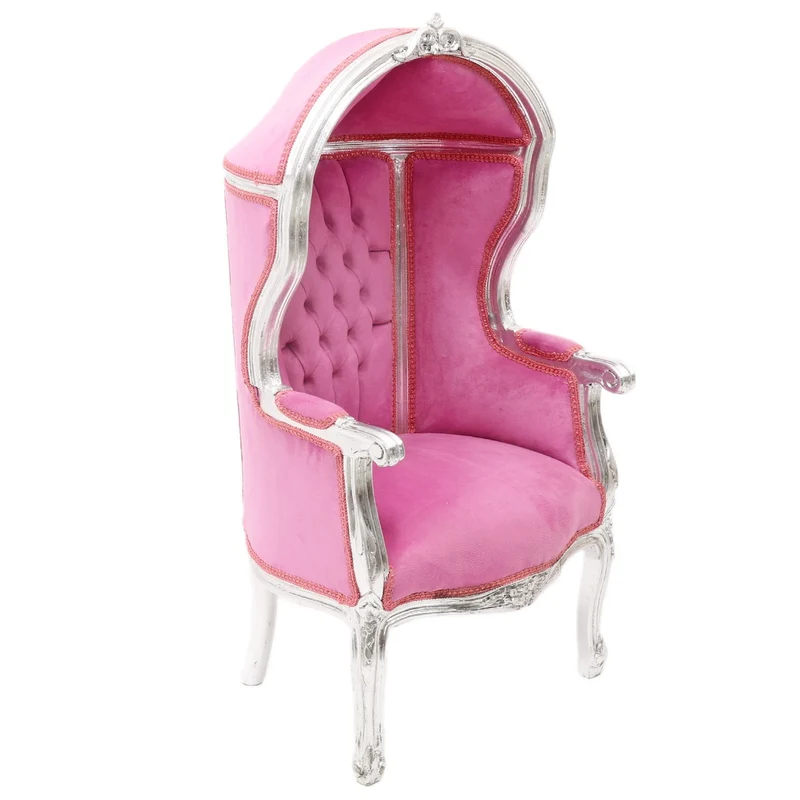 Casa Padrino Barock Kinder Ballon Thron Sessel Rosa /Silber - Ballon Sessel Barock Möbel