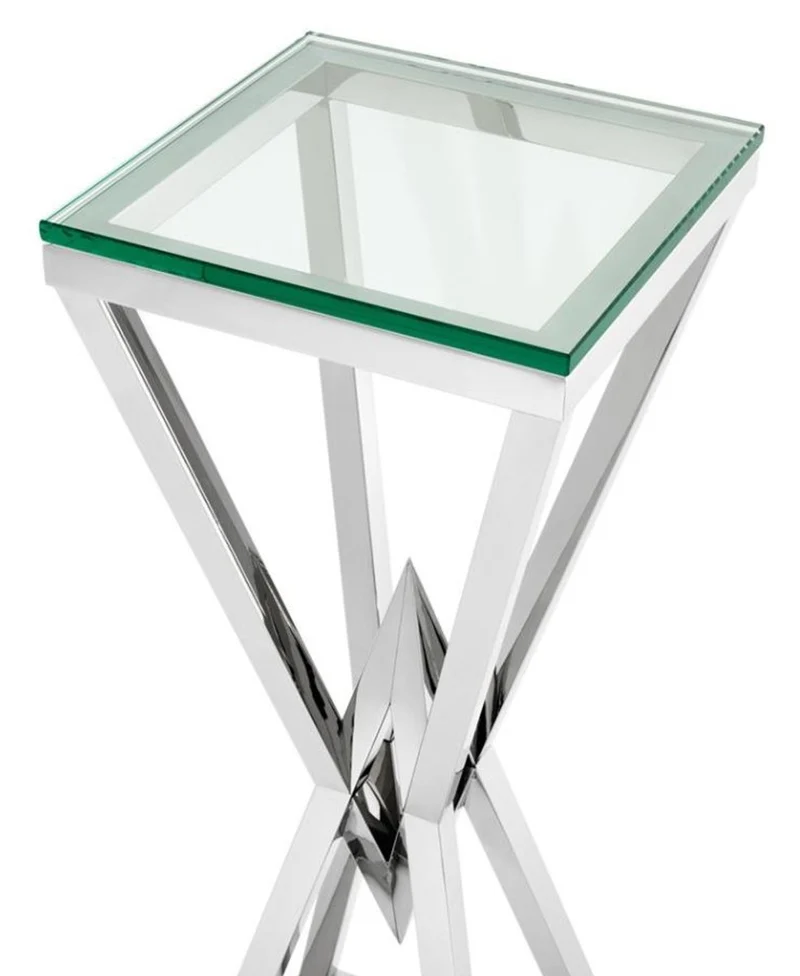 Casa Padrino Luxus Beistelltisch / Säule Edelstahl Silber 35 x 35 x H. 101 cm - Designer Tisch Möbel