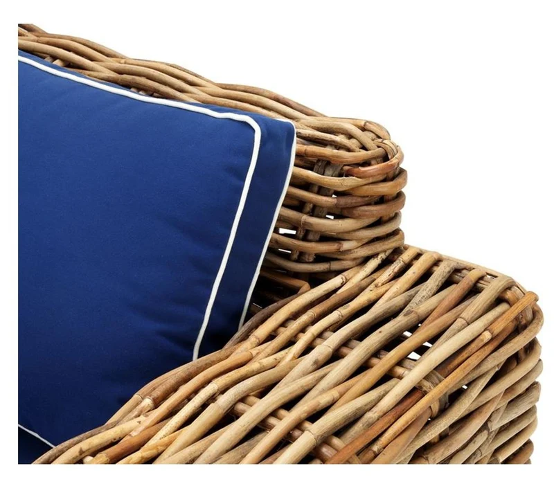 Casa Padrino Designer Rattan Sessel 100 x 88 x H. 69 cm - Luxus Wohnzimmer Möbel
