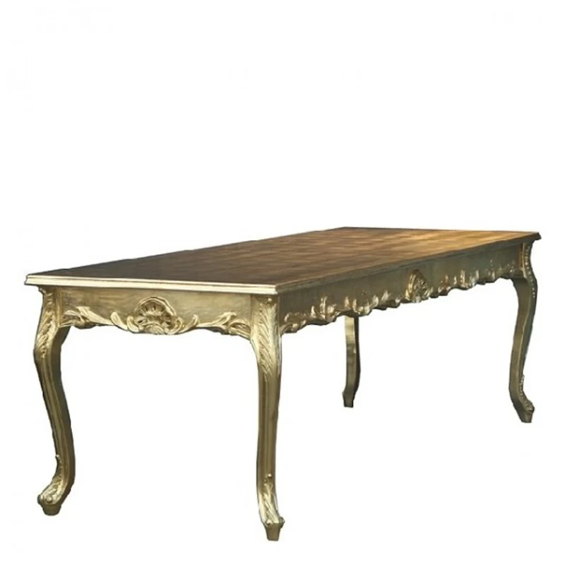 Casa Padrino Barock Esstisch Gold 160 cm x 88 cm x 84 cm - Massivholz Luxus Esszimmertisch