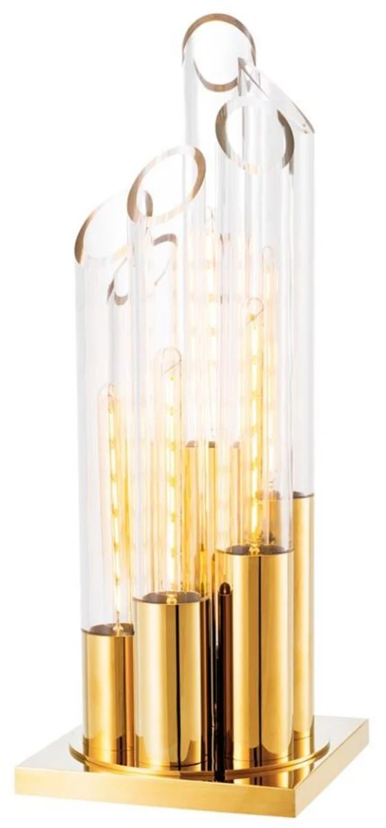 Casa Padrino Luxus Designer Tischleuchte Gold 30 x 30 x H. 80 cm - Limited Edition