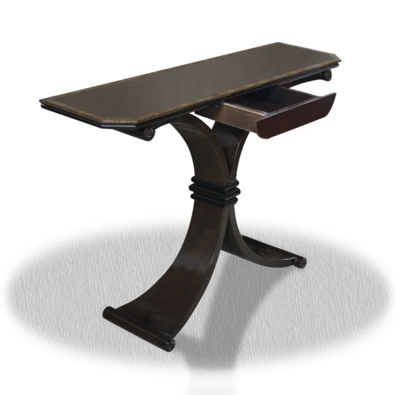 Casa Padrino Beistelltisch mit Schublade Schwarz 100 x 35 x H. 85 cm - Luxus Konsole im modernen Design
