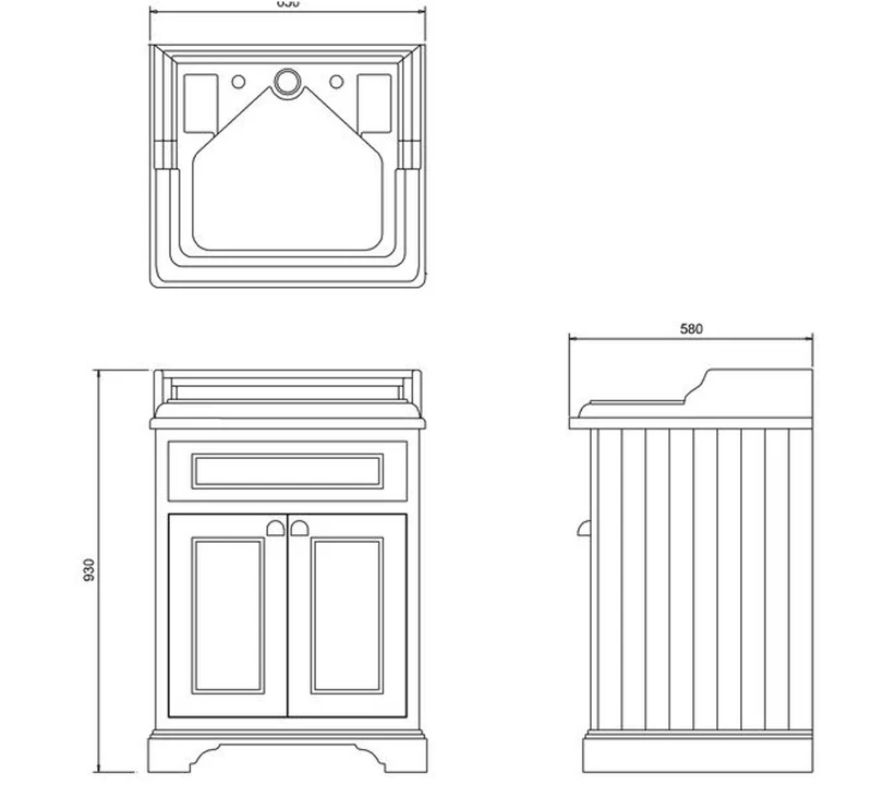 Casa Padrino Luxus Waschschrank / Waschtisch mit 2 Türen 67 x 58 x H. 93 cm