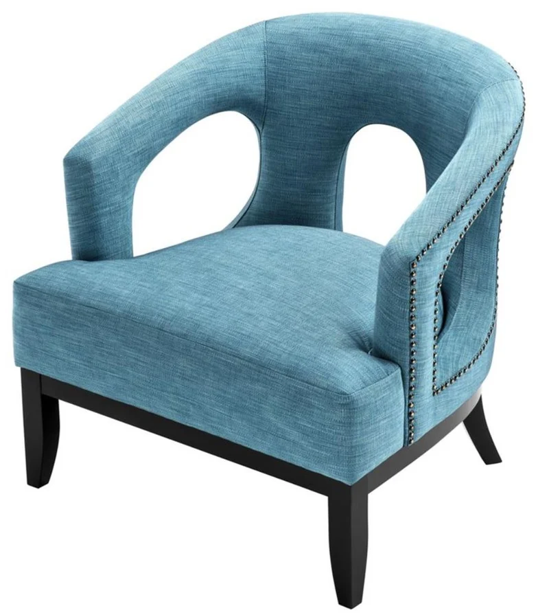 Casa Padrino Wohnzimmer Sessel Türkis / Schwarz 80 x 76 x H. 79 cm - Luxus Wohnzimmermöbel