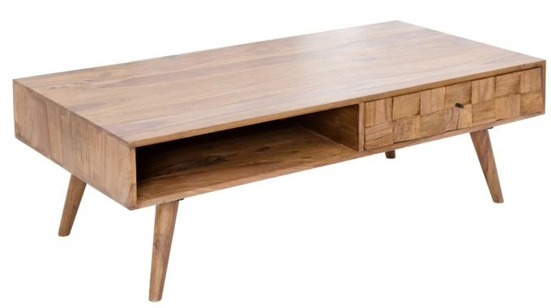 Casa Padrino Designer Massivholz Couchtisch Natur B.117 x H.40 x T. 60 Salon Wohnzimmer Tisch