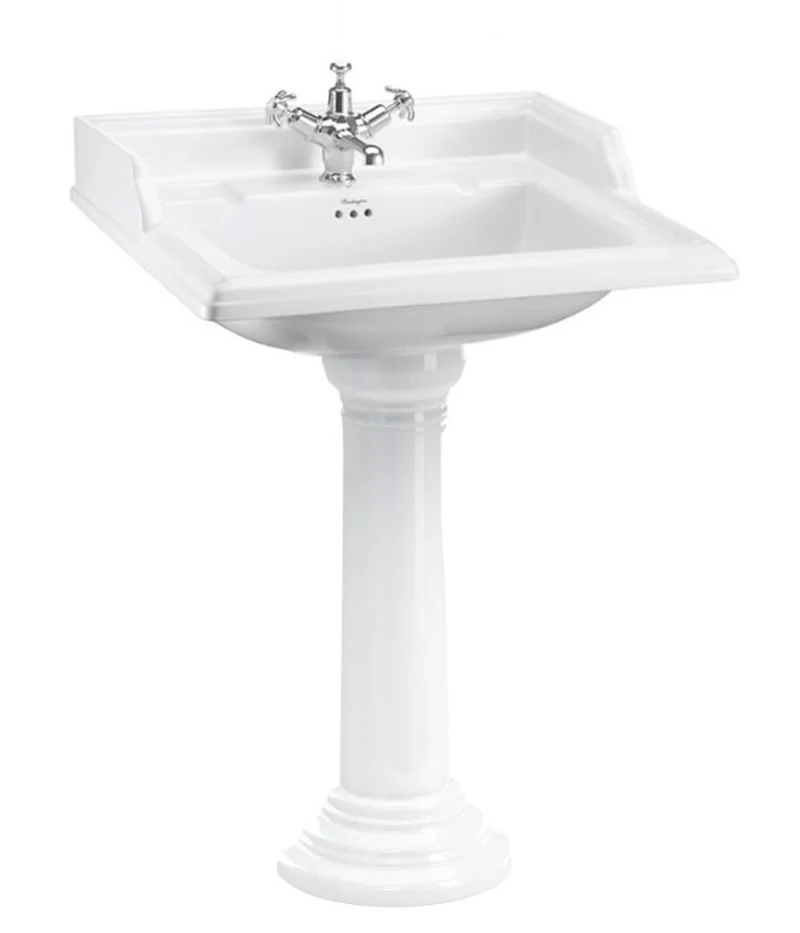 Casa Padrino Porzellan Waschbecken mit Sockel im Jugendstil Design - Weiß, 65 x 57,5 x H. 95 cm
