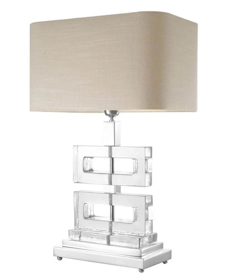 Casa Padrino Luxus Tischleuchte 45 x H. 70 cm - Designer Tischleuchte in Khaki, Silber und klarem Glas