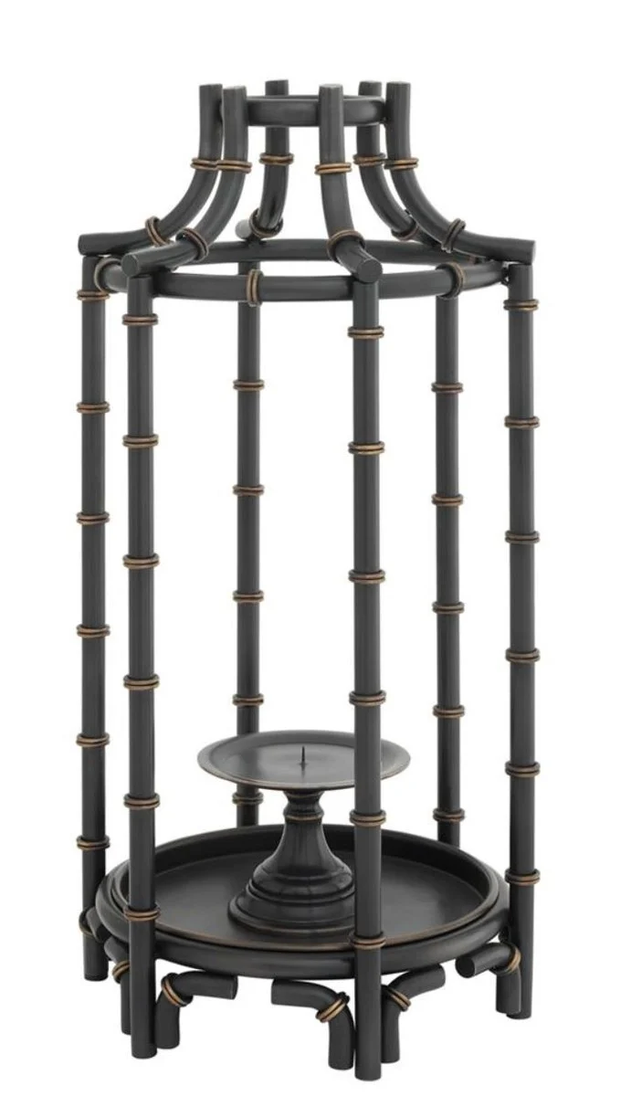 Casa Padrino Luxus Kerzenleuchter in Schwarz und Bronze, Durchmesser 30,5 x H. 60,5 cm - Limited Edition