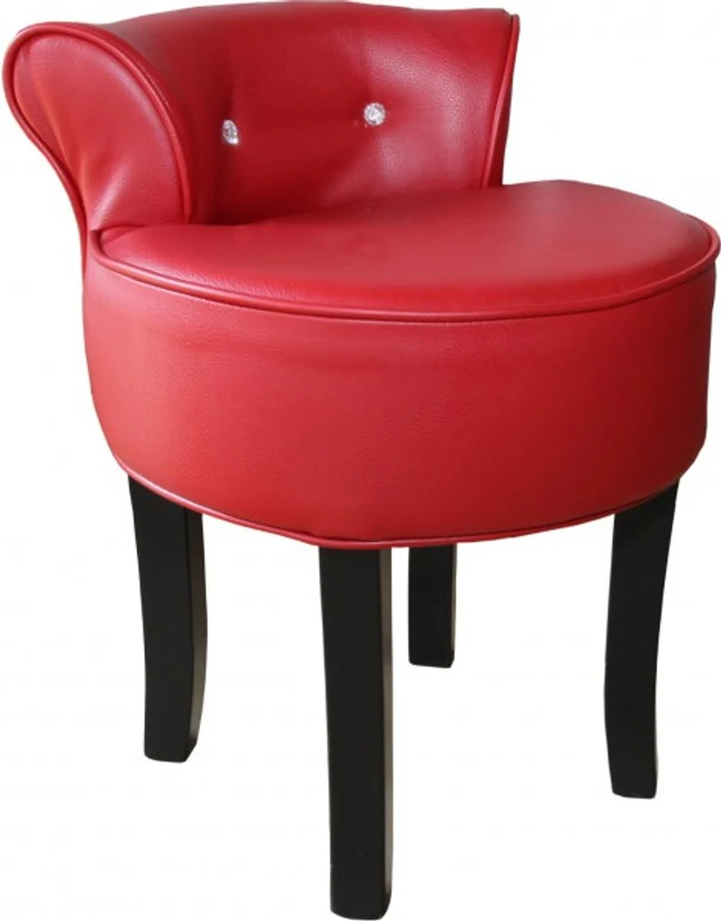 Casa Padrino Designer Hocker Boston Bordeaux-Rot/Schwarz mit Bling Bling Steinen - Barock Schminktisch Stuhl