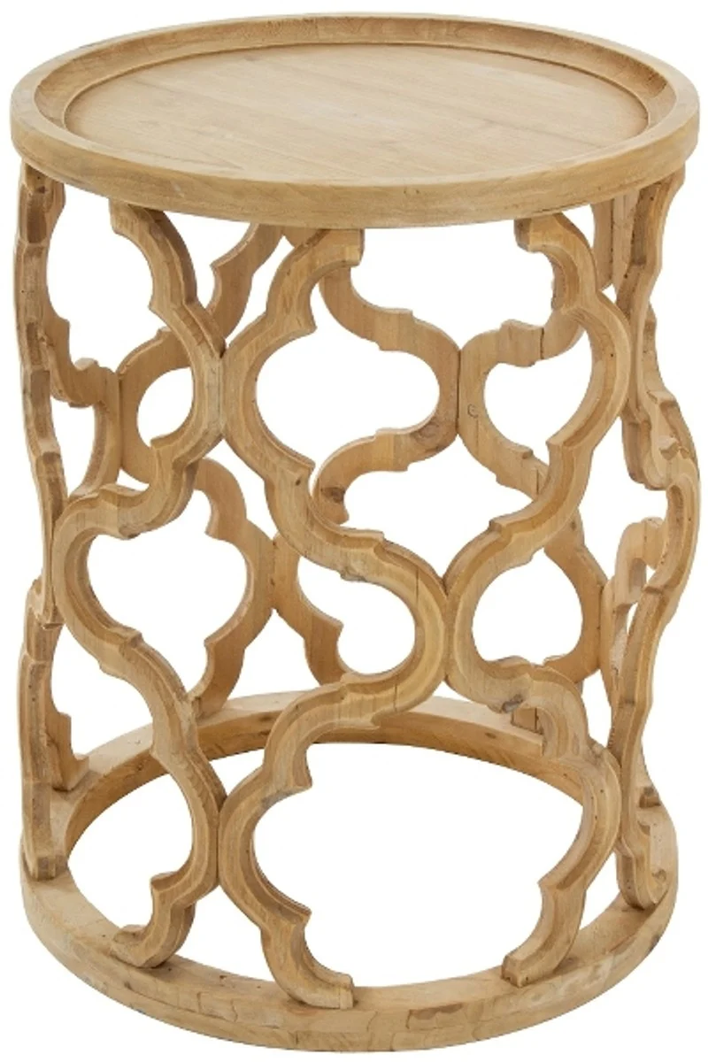 Casa Padrino Designer Beistelltisch Naturfarben Ø 40 x H. 54 cm - Moderner Runder Holztisch