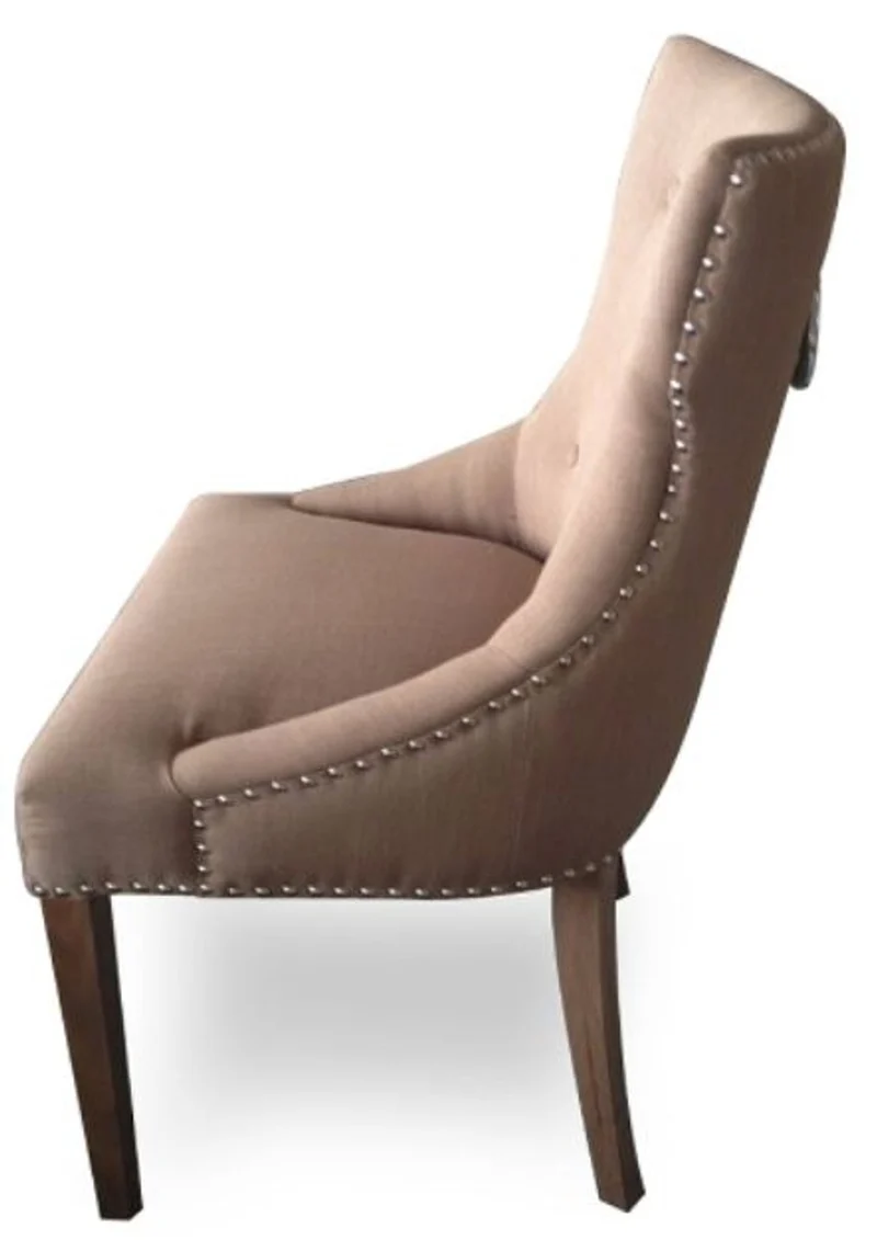Casa Padrino Luxus Esszimmerstuhl, zeitloses Design in Taupe und Braun, 59 x 65 x H. 98 cm