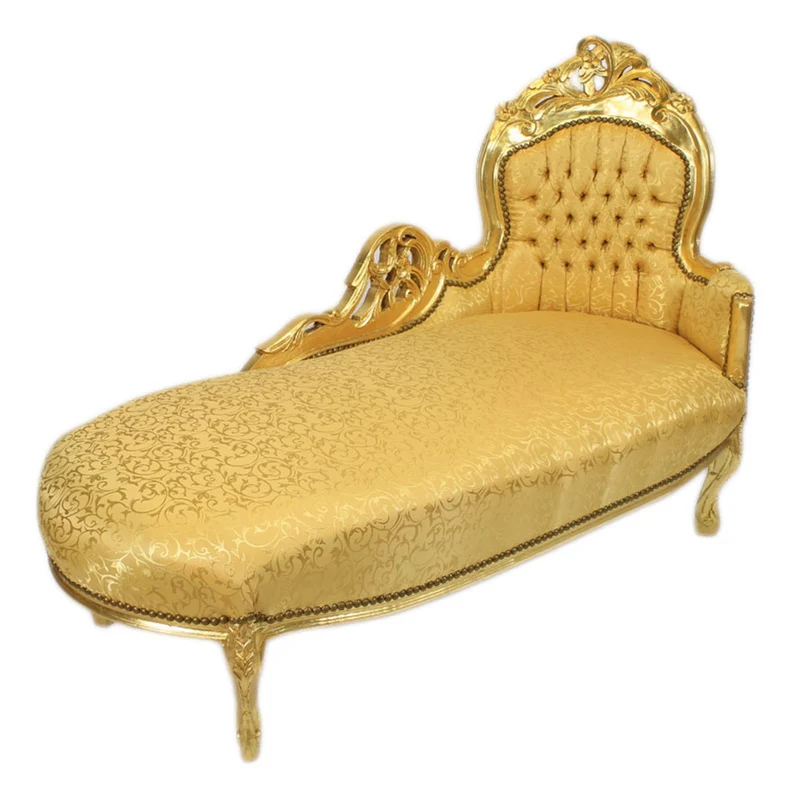 Casa Padrino Barock Chaiselongue Gold Muster / Gold - Barock Möbel - Recamiere Liege