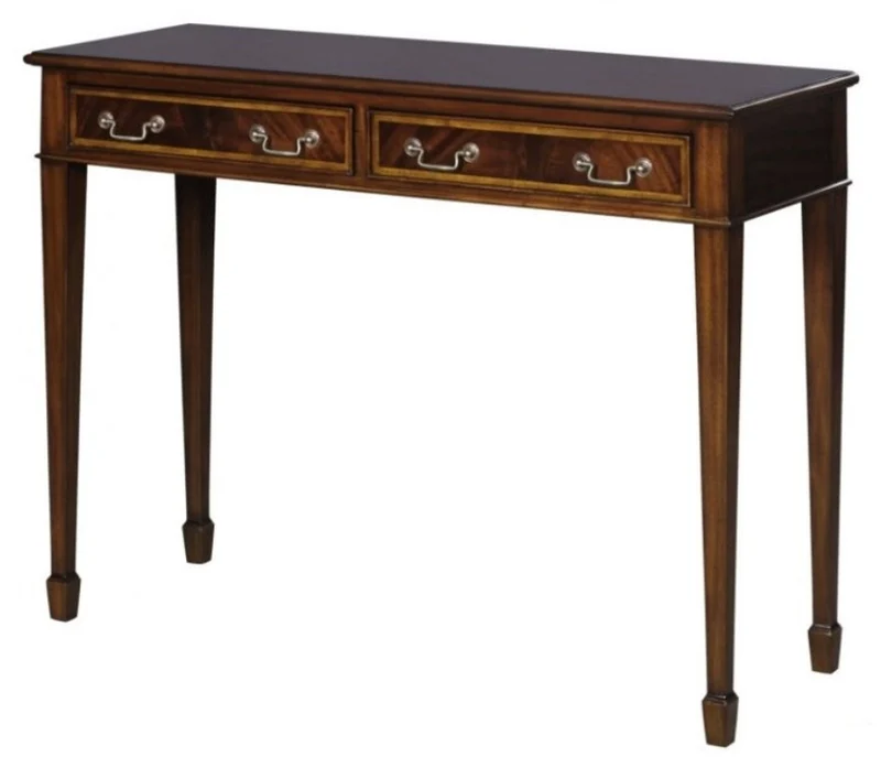 Casa Padrino Jugendstil Mahagoni Konsole Braun 102,5 x 36,3 x H. 78,6 cm - Luxus Jugendstil Konsolentisch mit 2 Schubladen