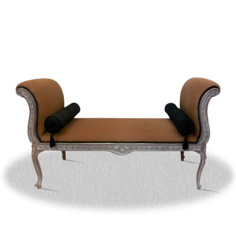 Casa Padrino Barock Sitzbank Sitzmöbel im Vintage Stil Silber / Braun / Schwarz 110 x 40 x H. 60 cm