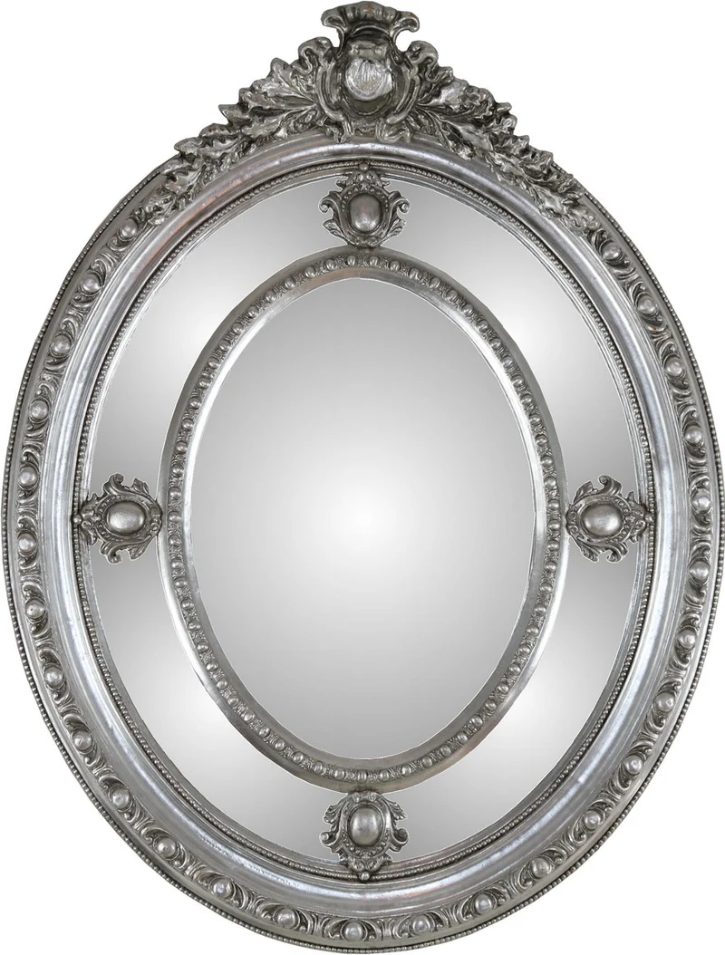 Casa Padrino Barock Spiegel Silber 100 x H. 135 cm - Edel & Prunkvoll - Massivholz