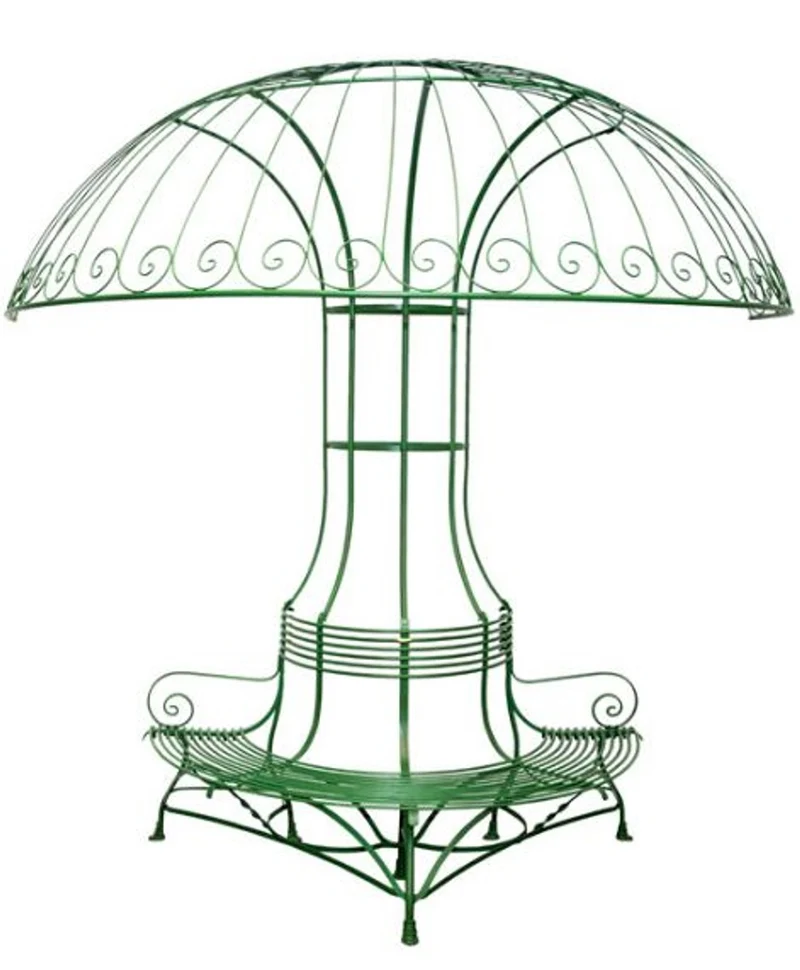 Casa Padrino Bank mit Halbsonnenblende Durchmesser 2,68 x H. 2,7m - Luxus Gartenmöbel