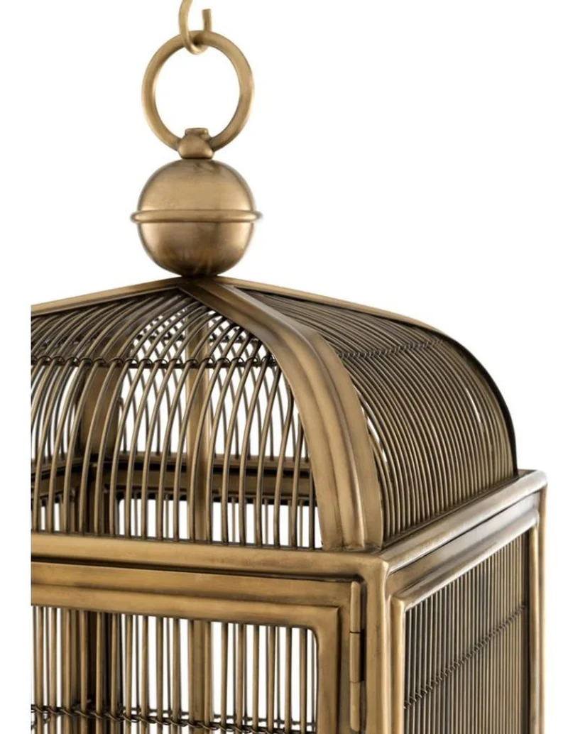 Casa Padrino Designer Hängeleuchte / Laterne Antik Messing 38 x 38 x H. 81 cm - Luxus Hängelampe