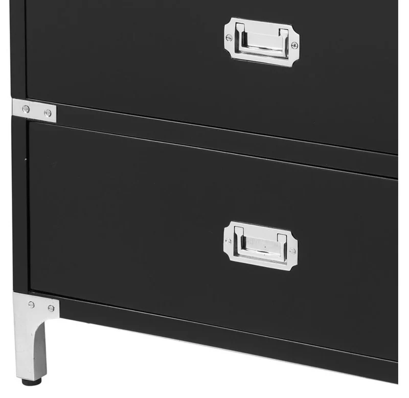 Casa Padrino Luxus Beistelltisch mit 3 Schubladen Schwarz 71 x 40,5 x H. 74 cm - Wohnzimmermöbel