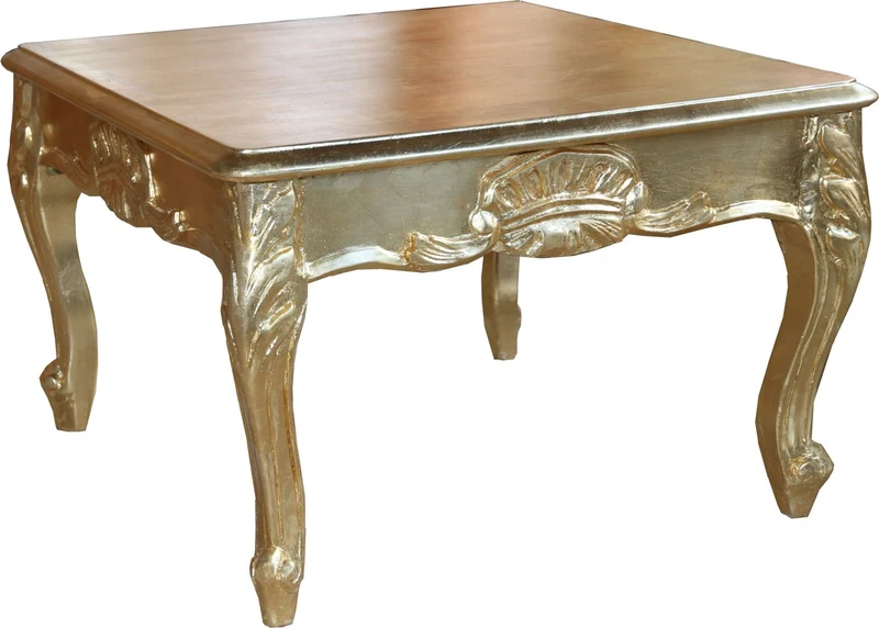 Casa Padrino Barock Couchtisch im Antikstil - Goldfarbenes Metallblatt - 60 x 60 x 40 cm