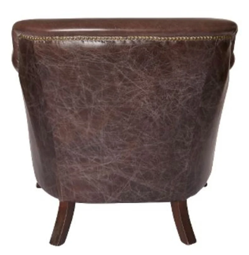 Casa Padrino Luxus Echtleder Sessel im englischen Stil Dunkelbraun 88 x 81 x H. 79 cm