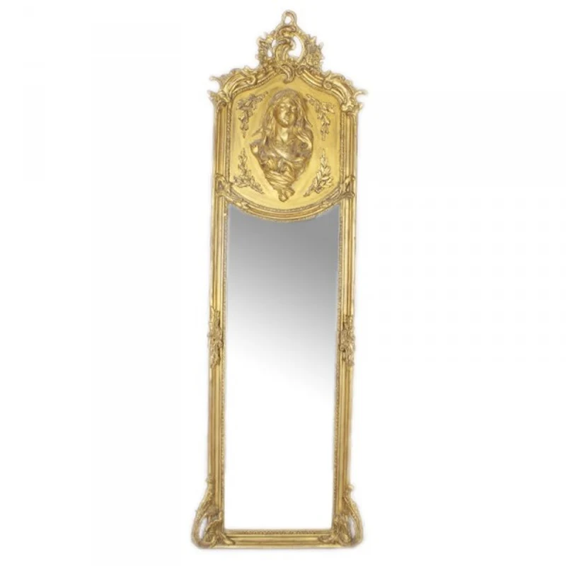 Casa Padrino Luxus Barock Wandspiegel Madonna Gold 175 x 55 cm - Massiv und Schwer - Antik Stil Spiegel