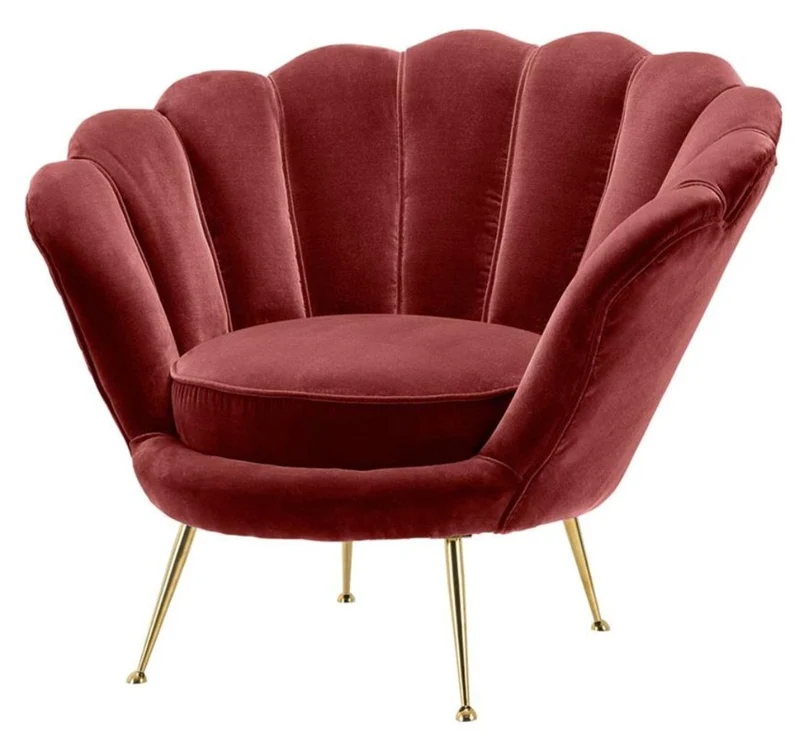 Casa Padrino Luxus Sessel Weinrot / Messing 96,5 x 79 x H. 78 cm - Designer Hotel Möbel