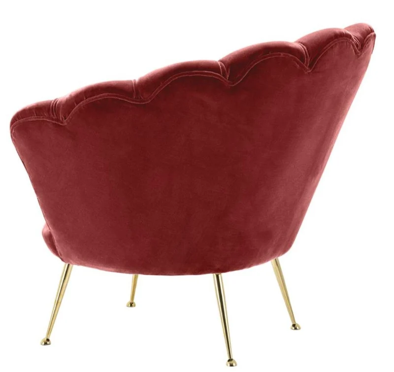 Casa Padrino Luxus Sessel Weinrot / Messing 96,5 x 79 x H. 78 cm - Designer Hotel Möbel