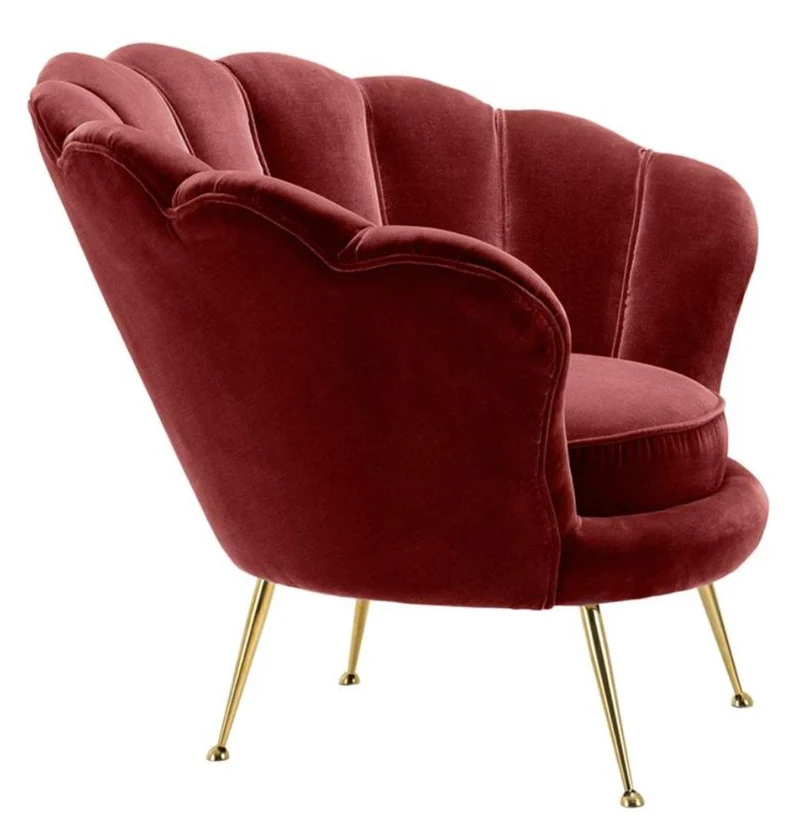 Casa Padrino Luxus Sessel Weinrot / Messing 96,5 x 79 x H. 78 cm - Designer Hotel Möbel