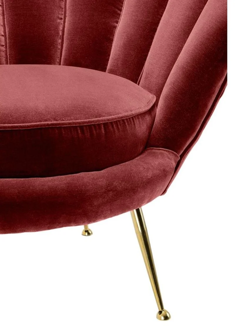 Casa Padrino Luxus Sessel Weinrot / Messing 96,5 x 79 x H. 78 cm - Designer Hotel Möbel