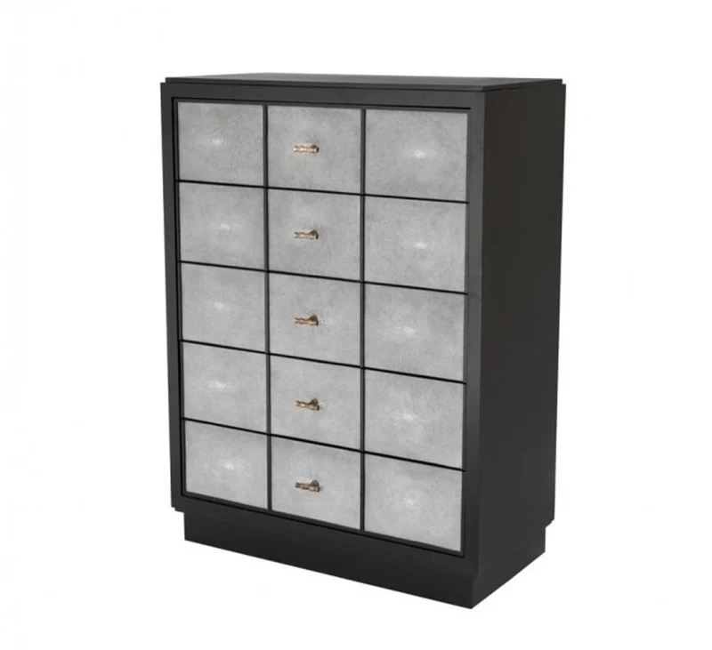 Casa Padrino Luxus Mahagoni Kommode - Schwarz / Grau / Antik Messing - 96,5 x 47,5 x H. 130 cm